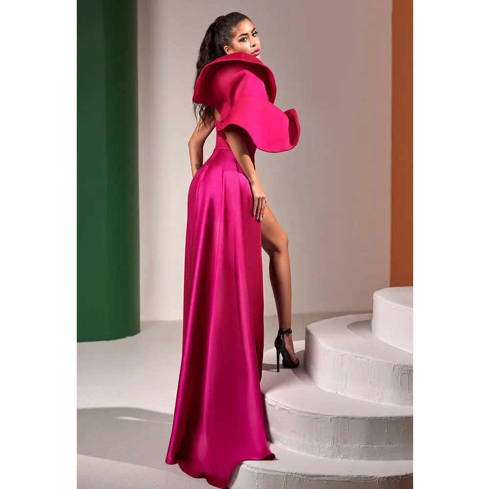 New Arrival High Quality Rose Red Women Prom Dresses Floor Length High Split Sweetheart Fashion Chic Formal Evening Party Gowns