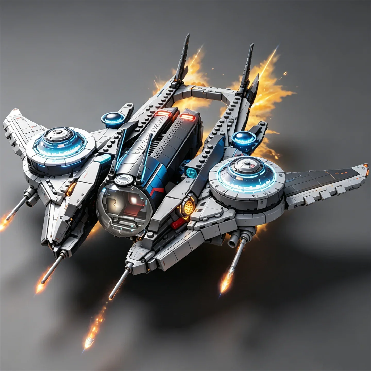 Model Building Blocks Interstellar Spaceship Mechanical Set: Airplane, Space Fighter, and Planetary Transport