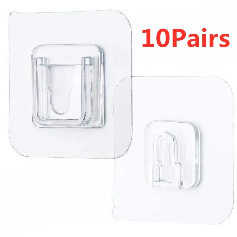 Ganchos adhesivos de doble cara para pared, colgador fuerte con ventosa, soporte de almacenamiento para cocina y baño, 1/5/10 pares