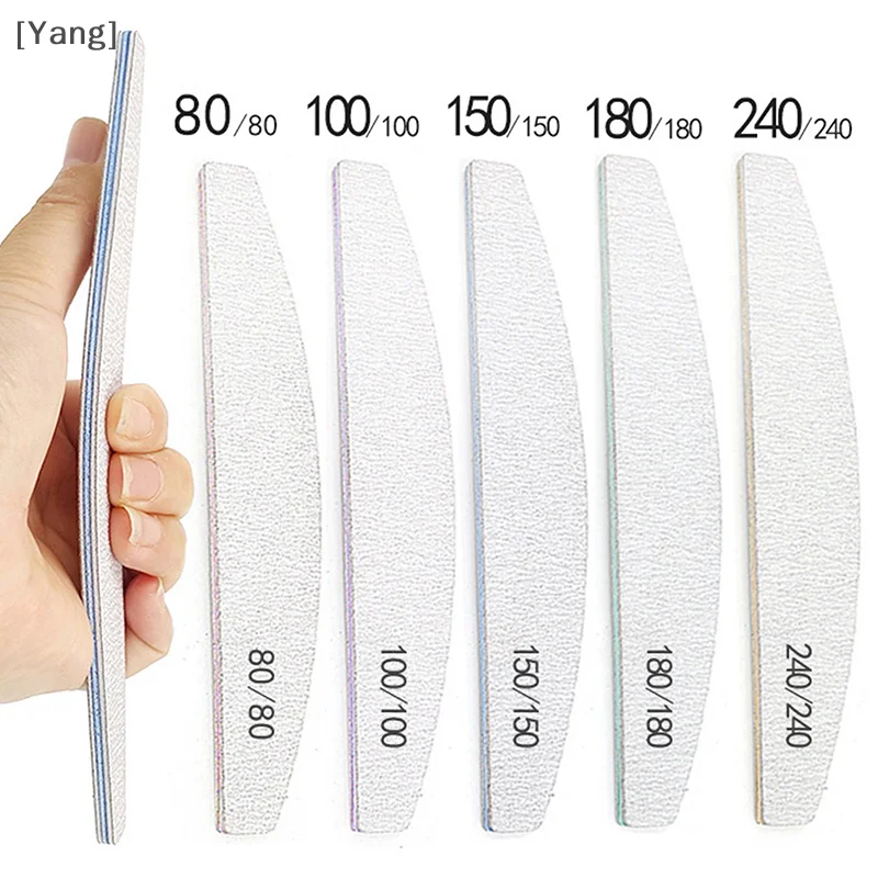 5Pcs Professional Nail File Buffer Polisher Accesorios Boat Polishing Sanding Buffing 80/100/150/180 /240 Manicure Care Tools