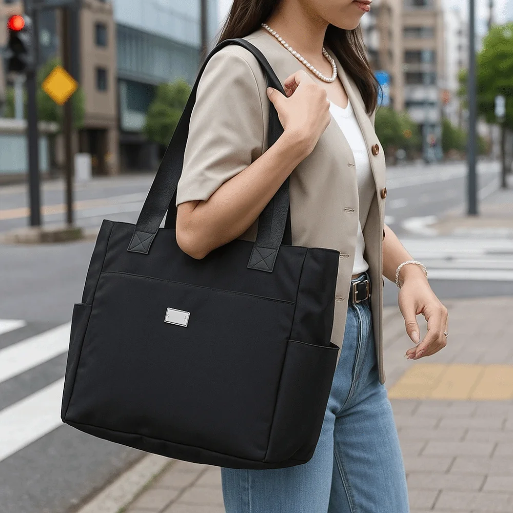 

Durable Nylon Shoulder Bag Elegant Practical Tote Bags Unique Simple Lightweight Bag Work Use