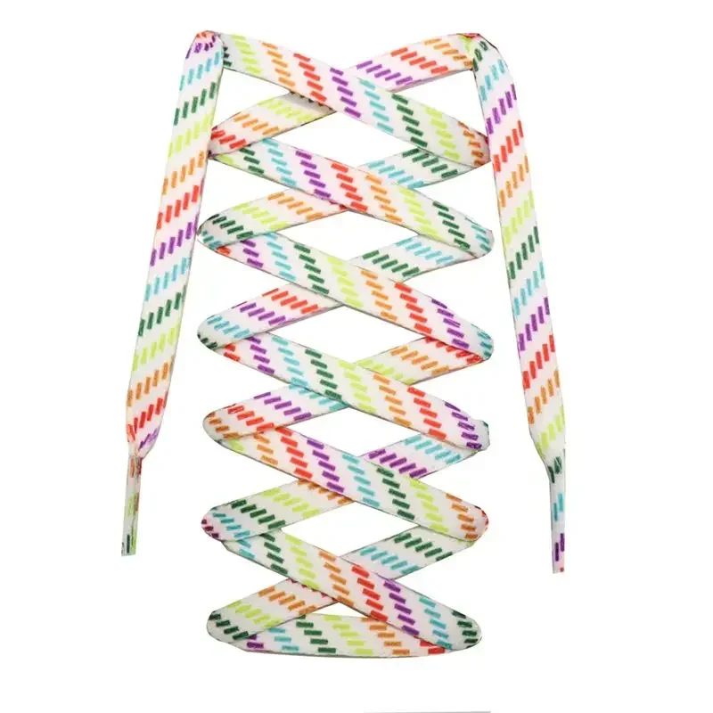 Neue flache Regenbogen-Schnürsenkel für Sneaker, bunte Schnürsenkel, farbverlaufene Schnürsenkel für Canvas-Schuhe, Schnürsenkel für Tennis, Damen und Herren – Detail 1