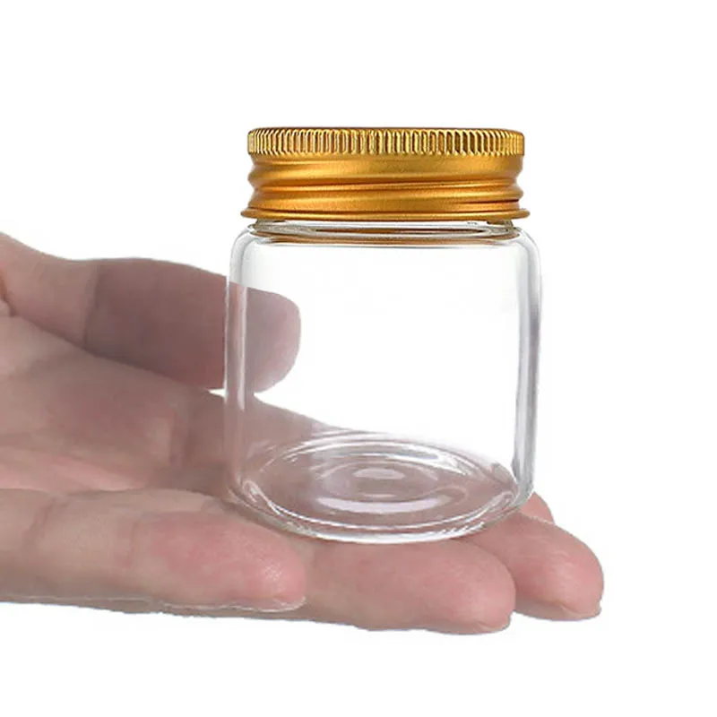 20Pcs 50ml Small Glass Jars With Aluminum Lids Medicines Can Food Sealed Container Candy Packing Jar Household Kitchen Bottles