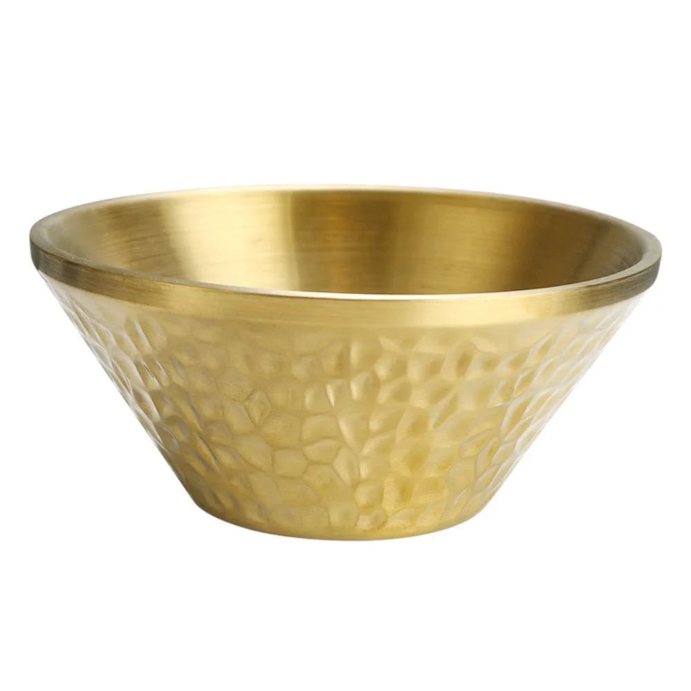 

304 Stainless Steel Salad Mixing Bowl Korean Style Double Layer Ice Cream Bowl Hammered Patterned Heat insulation