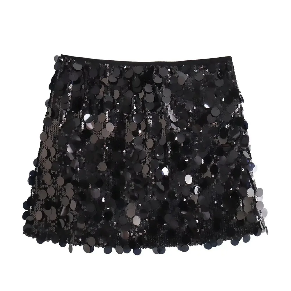 New Elastic Bodycon Sequin Mini Skirt Streetwear Handmade High Waist Skirts Luxury Glitter Short Skirt for Women