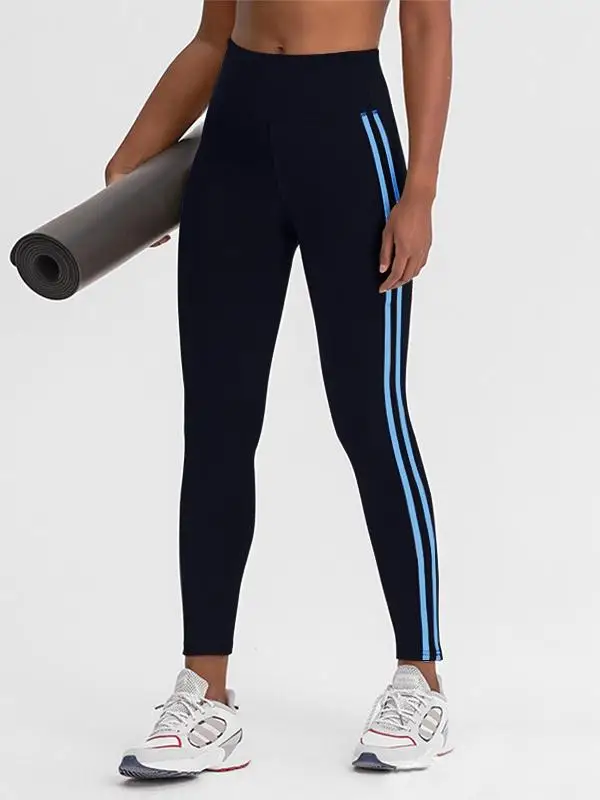 

New Sle Tight Pants Breathable Training Nine Points Yoga Stripe Pattern Slimming Summer Peach Outerwear Long Pants
