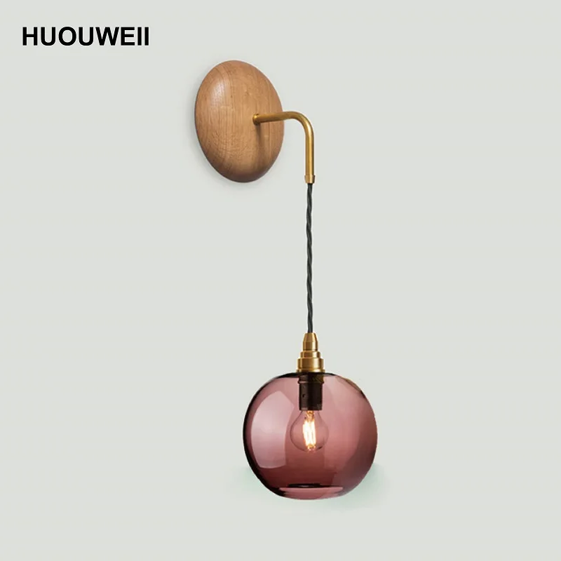 

Настенный светильник из скандинавского цветного стеклянного шара, креативная прикроватная лампа для спальни, светодиодный фон для гостиной, настенный кабинет, декоративный светильник