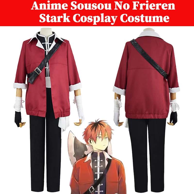 

Sousou Of Friern Stark Cosplay Anime Costume Men Disguise Top Pants Belt Outfit Adult Male Halloween Party Roleplay Suits