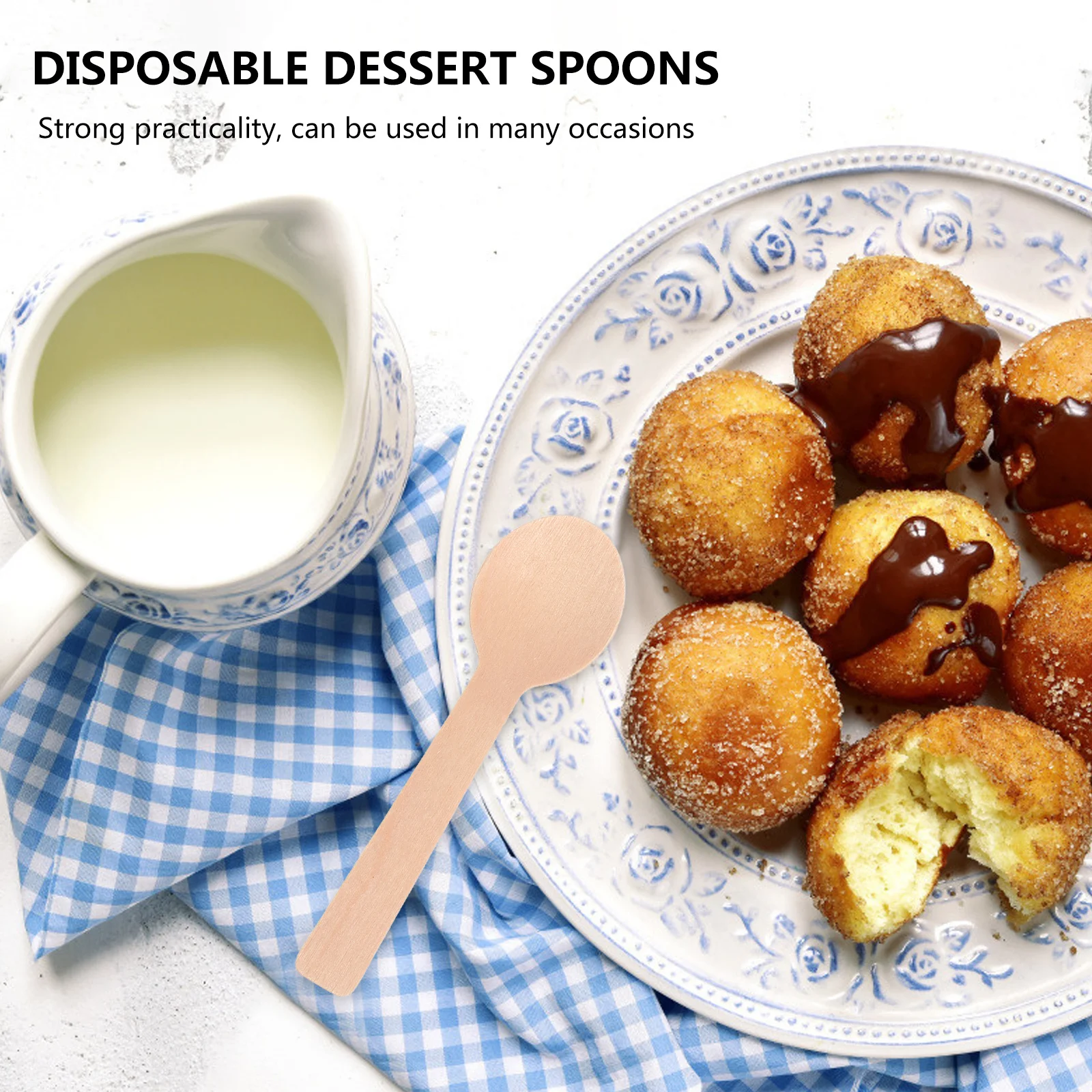 

100pcs Wooden Dessert Spoons Natural Eco-Friendly Disposable Cake Spoons Mini Wood Taster Scoops For Party Tableware Kitchen Bar