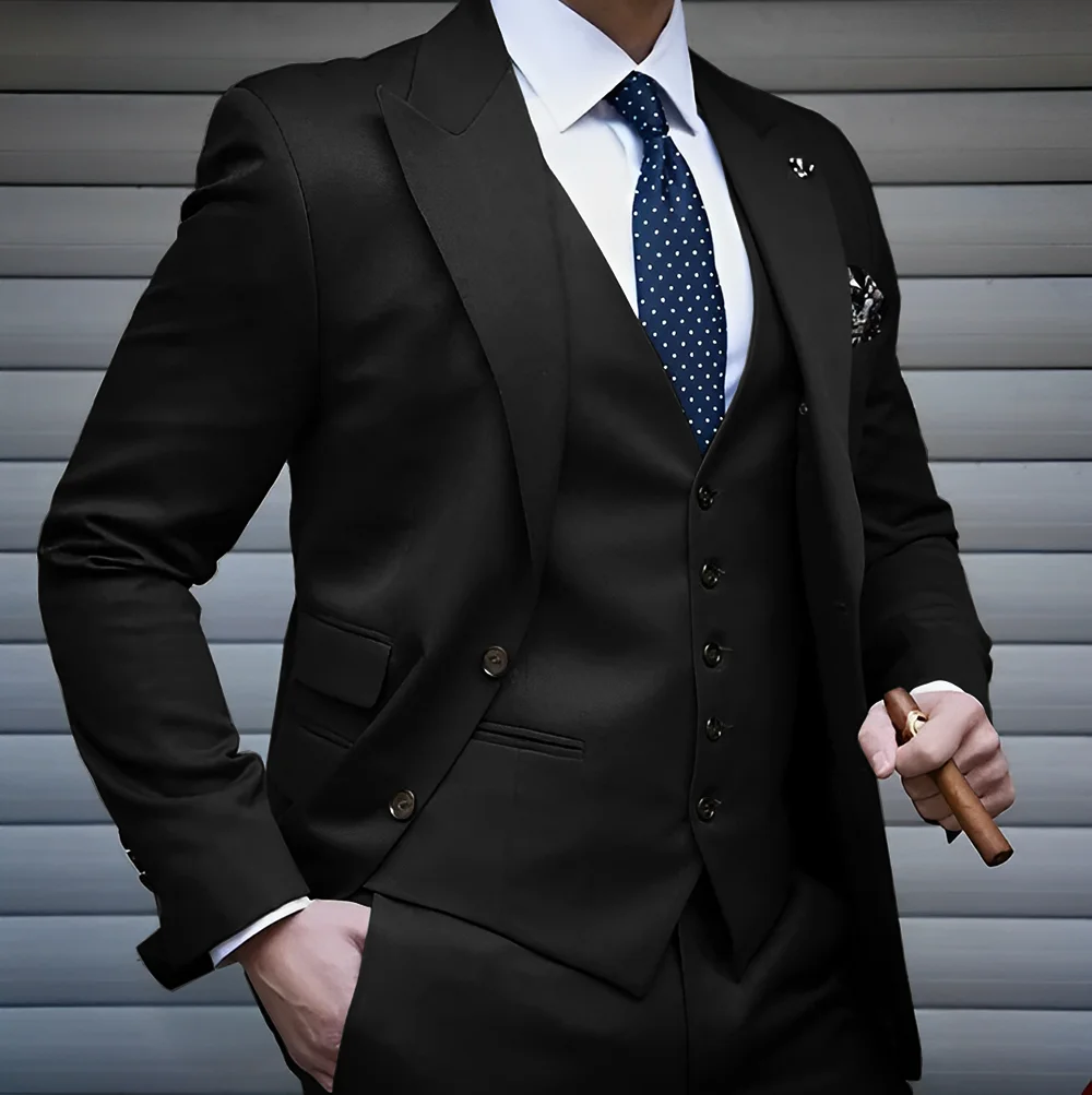 Formal Men's Suit Business Jacket Pants Vest 3 Piece Set High Quality Wedding Groom Tuxedo Solid Color Custom Suit XS-5XL