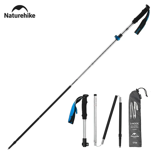 Naturehike bastones de Trekking ultraligeros plegables 1 Uds bastón para caminar portátil de aluminio bastón telescópico para senderismo bastón para acampar