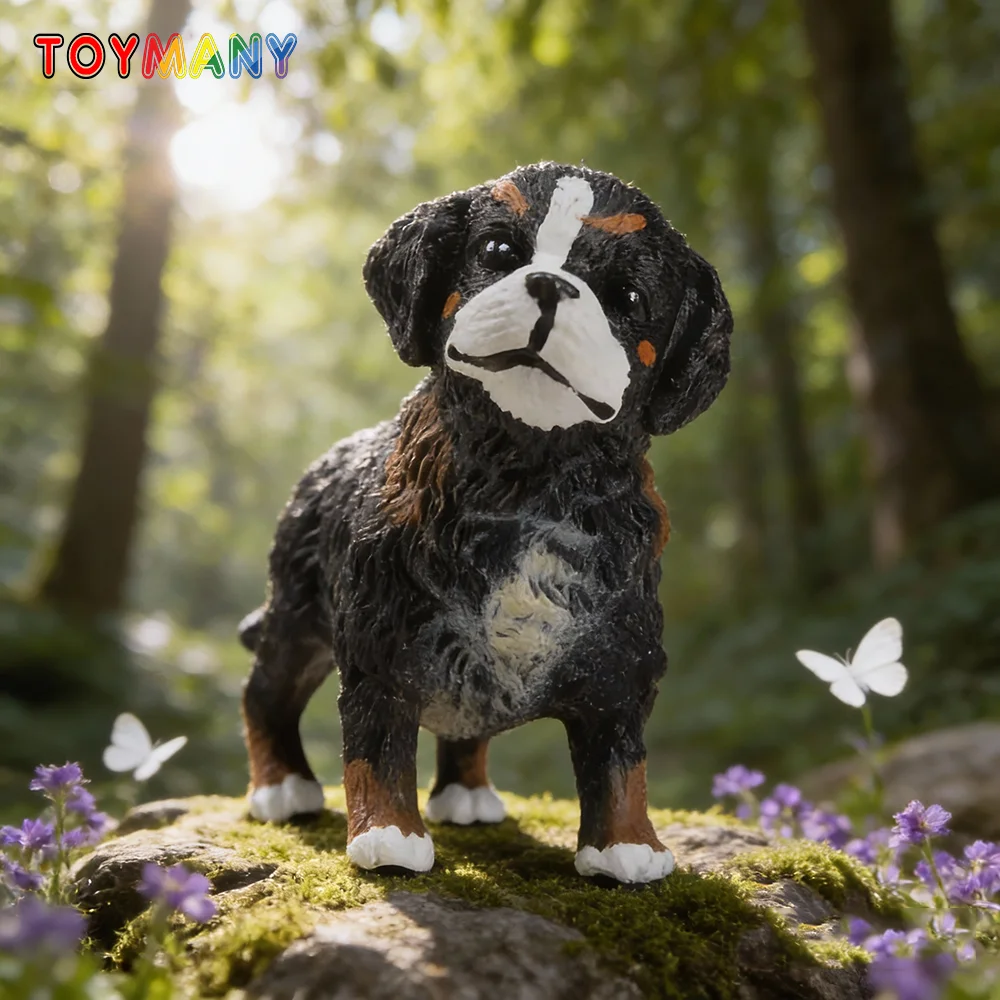 

Toymany Simulation Standing Bernese Mountain Dog Puppy, Mini Dog Animal Model for Kids Children Gift Set, Collectible Figurines