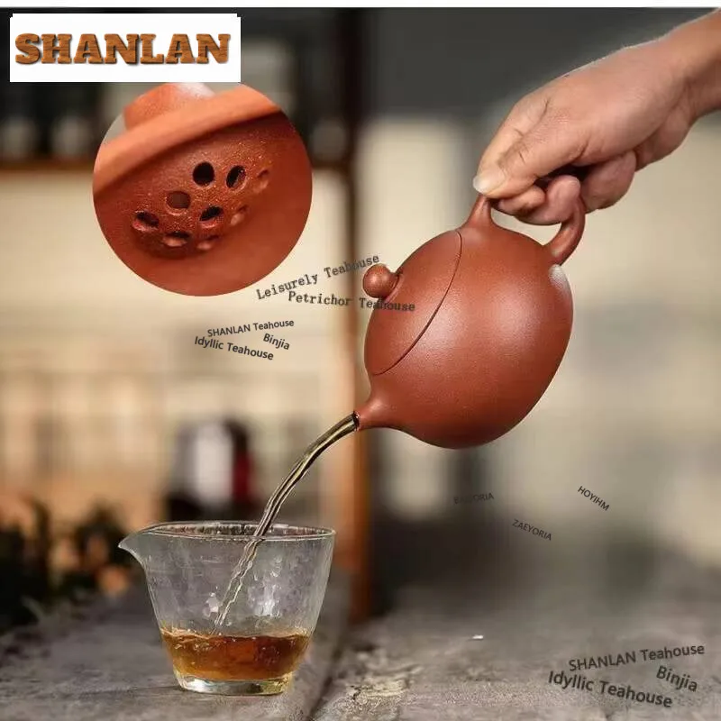 

270ml Luxury Yixing Purple Clay Teapots Handmade Xishi Pot Raw Ore Red Downhill Mud Kettle With Filter Zisha Tea Set Supplies