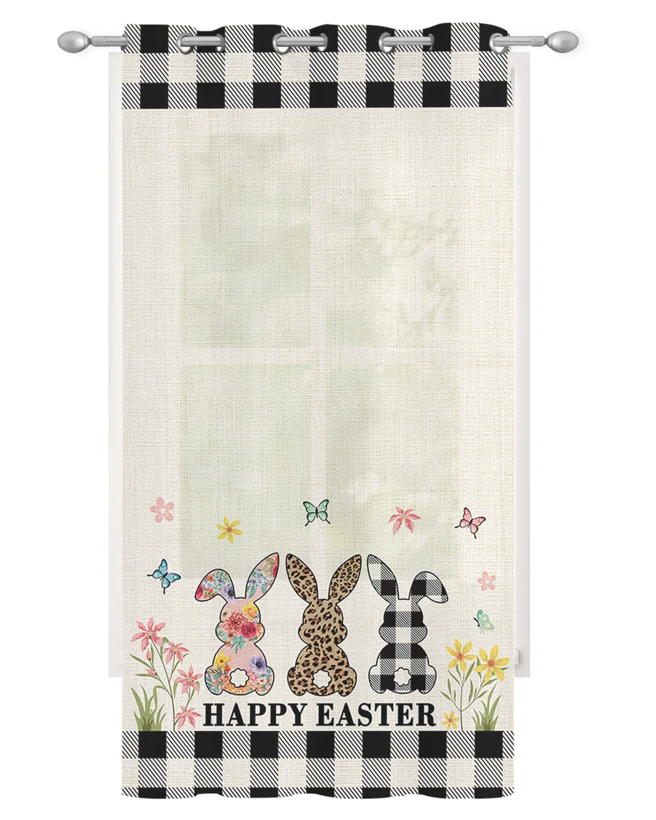 Easter Bunny Flower Butterfly Sheer Curtains for Living Room Window Curtains for Kitchen Modern Tulle Voile Curtains