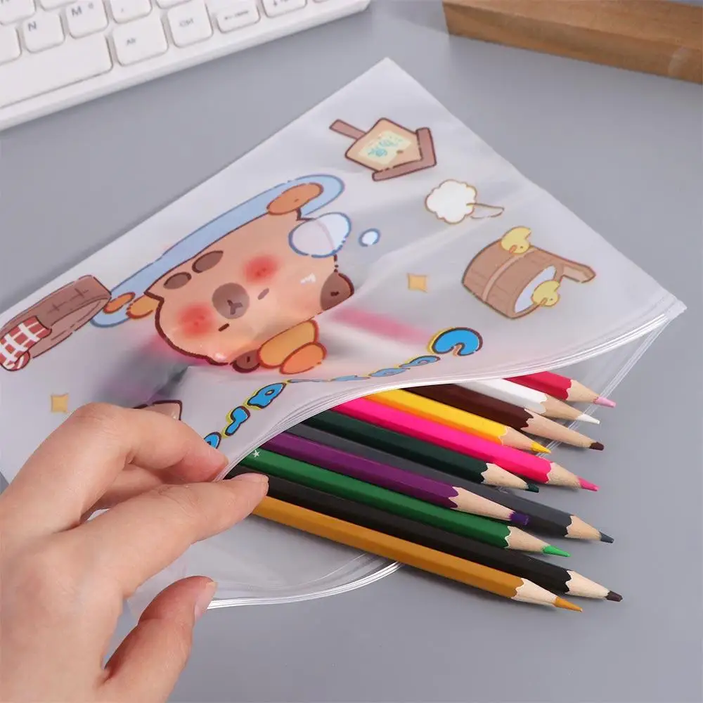Large-capacity Capybara Transparent File Bag Zippered Light and Portable Test Paper Storage Bag Waterproof