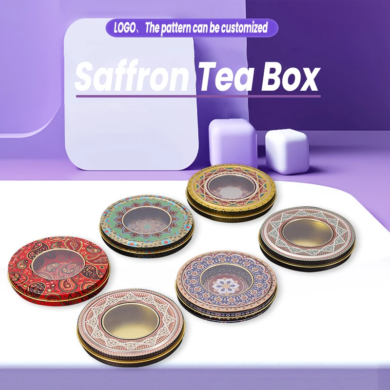 1PC Exquisite Saffron Tin Box For 5g Or 10g Saffron Packing Box Tin Box With Pvc Window Small Objects Storage Box