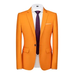 Plus Size 6XL-M Candy Colors Mens Business Slim Blazers Jacket Formal Office Social Club Casual Formal Wear Tuxedo Suit Jacket