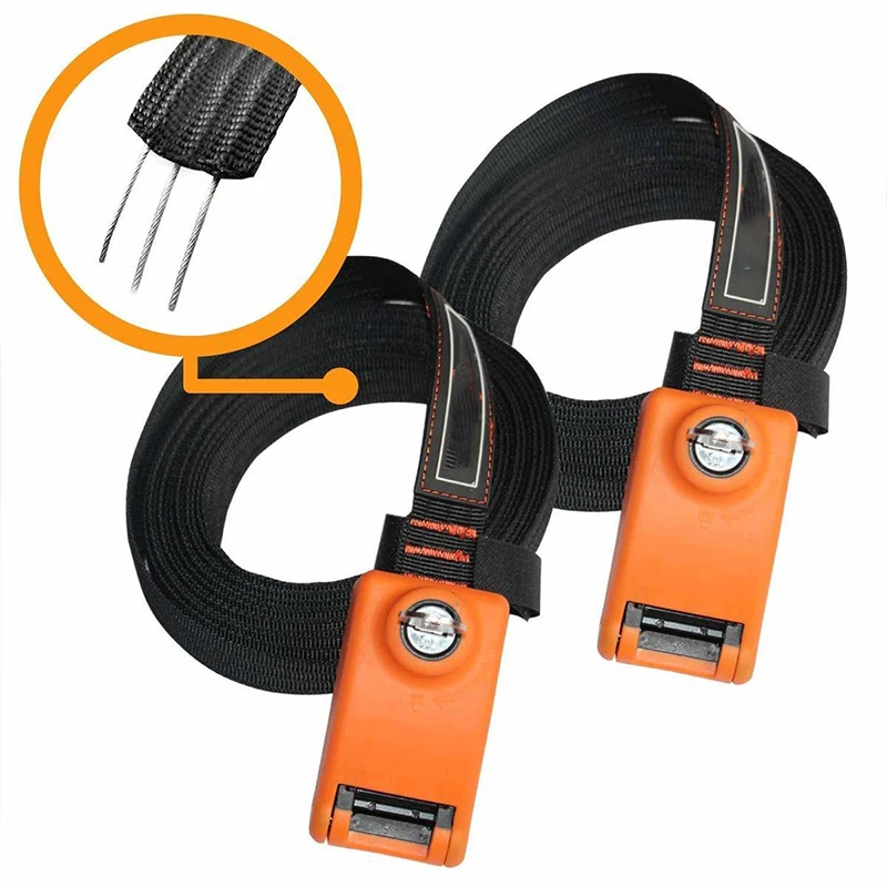 3M Lockable Sports Tie-Down Strap with Lock Steel Wire Rope for Secure Cargo Binding Ideal for Surfboard Kayak Storage
