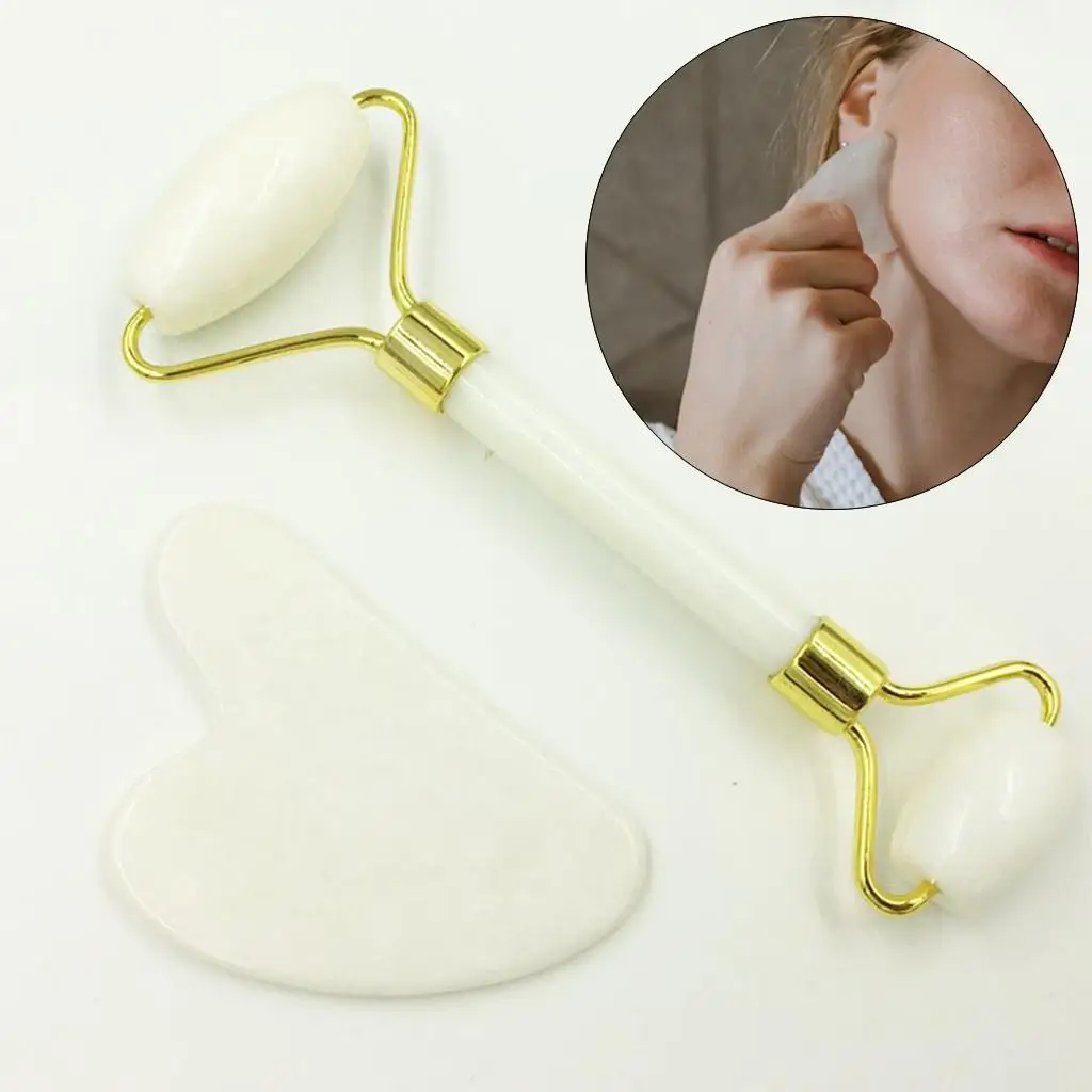 

Massage Tool for , Neck & Jade Skin Massager Roller with Scraping Plate for Anti