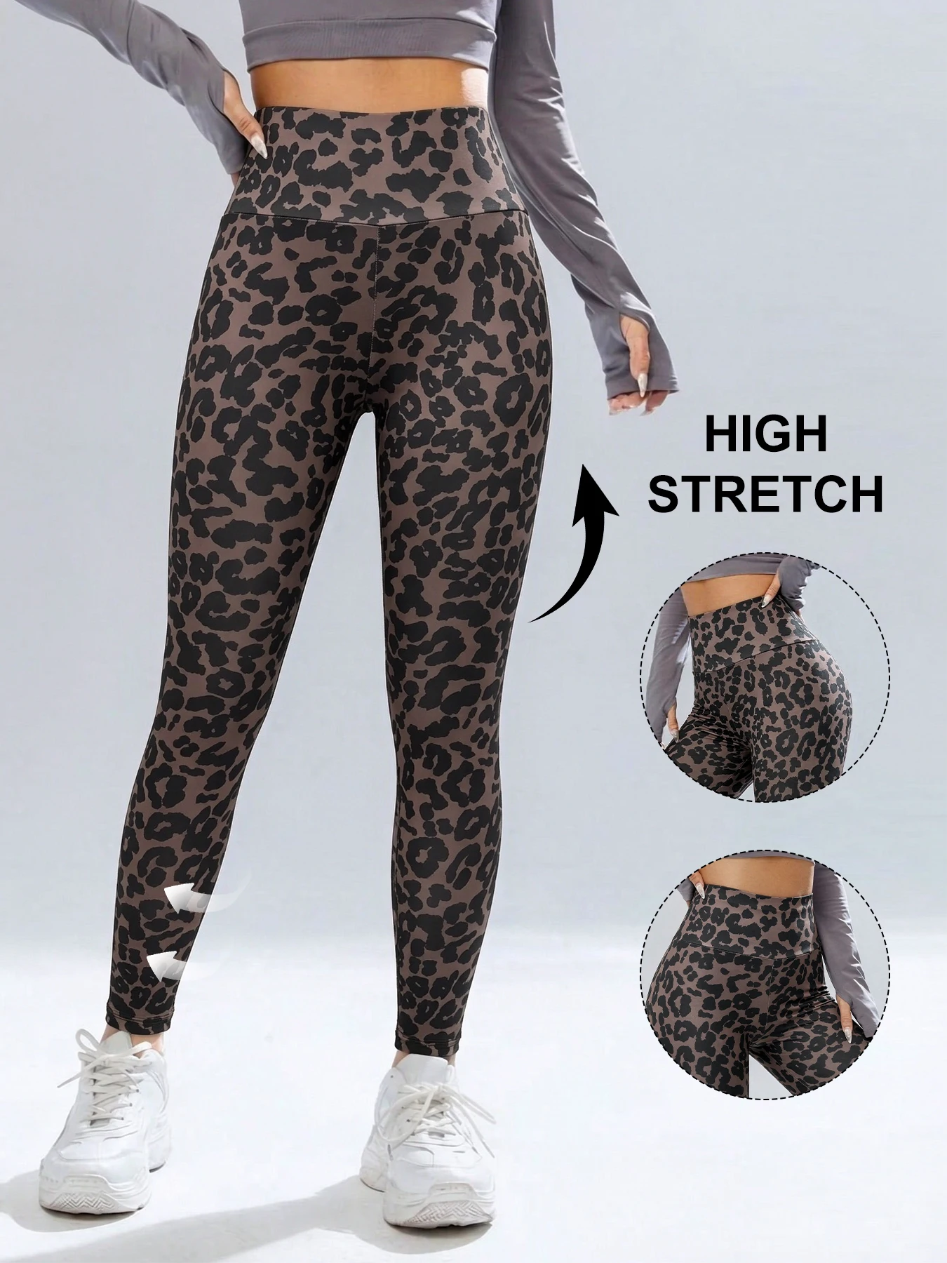 High Waisted Workout Leggings, Women Sportwear Jeggings Elastic Pants Leopard Spring Summer Printed Stripe Sexy Fitness Leggins