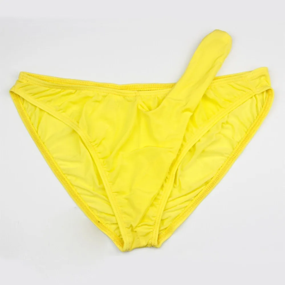 Underpant Thongs Panties Briefs Breathable Yellow Polyester Spandex Men\\\'s Blend Briefs With Low Waist And Elephant Nose