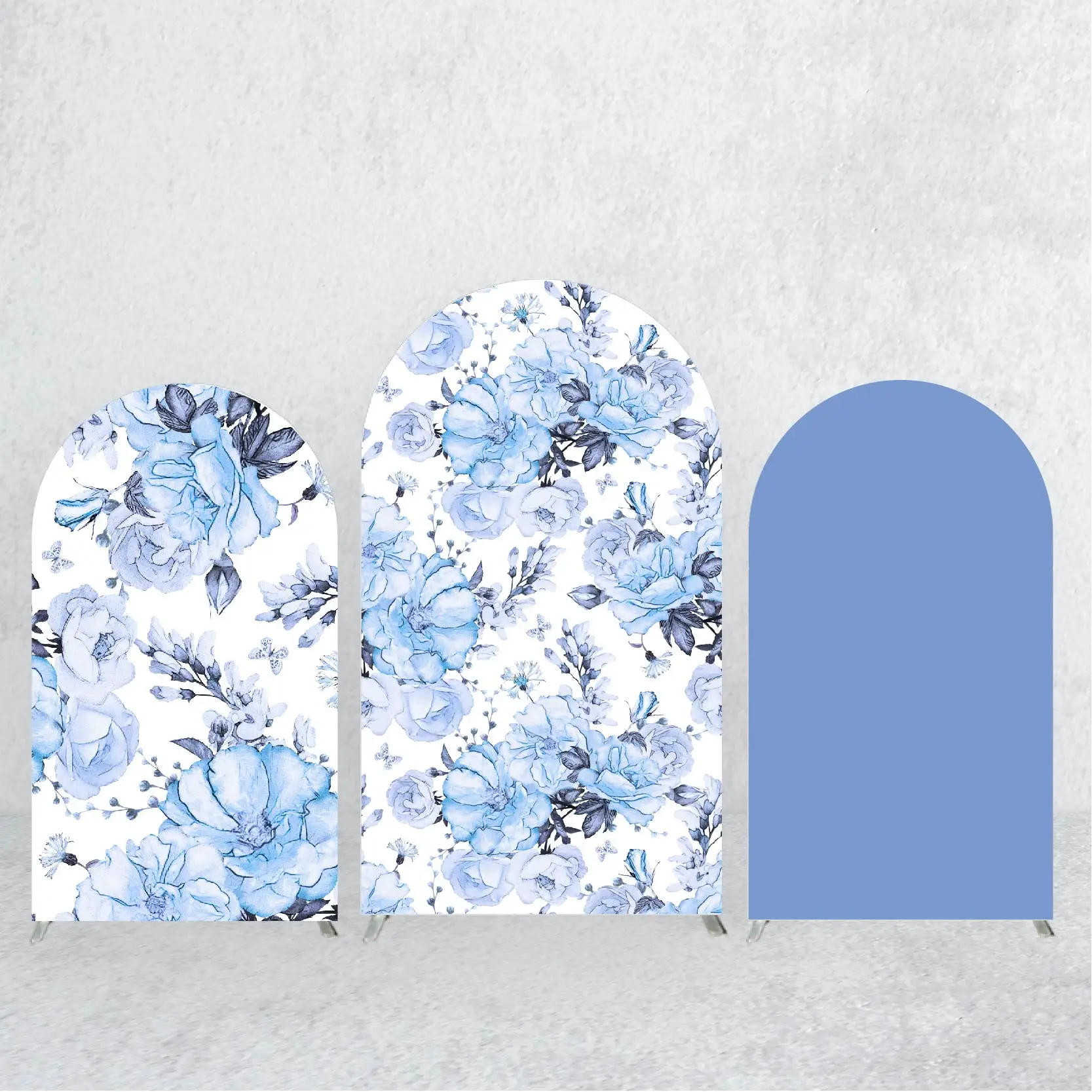 Blue Flower Arch Backdrop Covers,wedding Background Photography Decoration,birthday Party Banner with Zipper,spandex Fabric