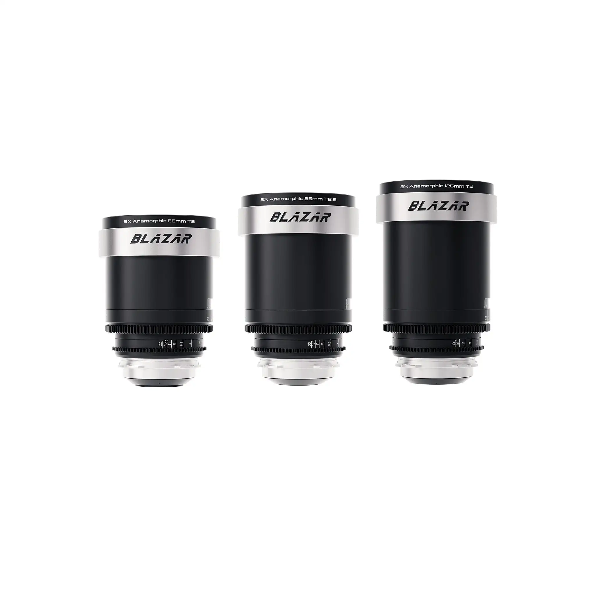 Blazar Lens Cato 2X Full Frame Anamorphic 55/85/125mm 3-lens Set For PL/EF Silver Flare