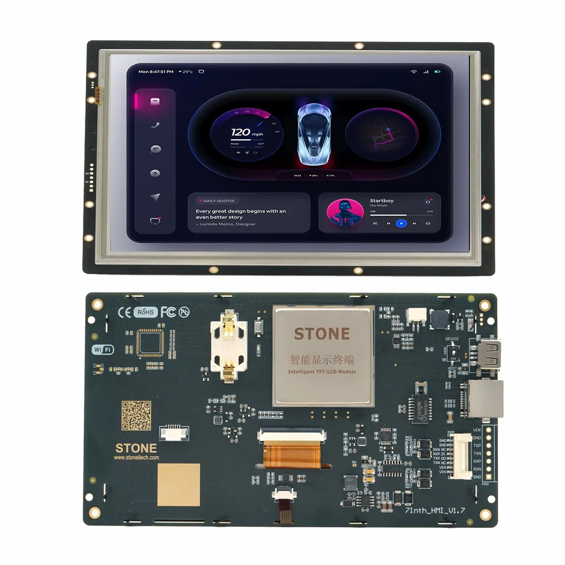 

SCBRHMI - 7'' Full-color HMI Intelligent LCD Resistive Touch Display Module Easy To Operate for Basic Programmers