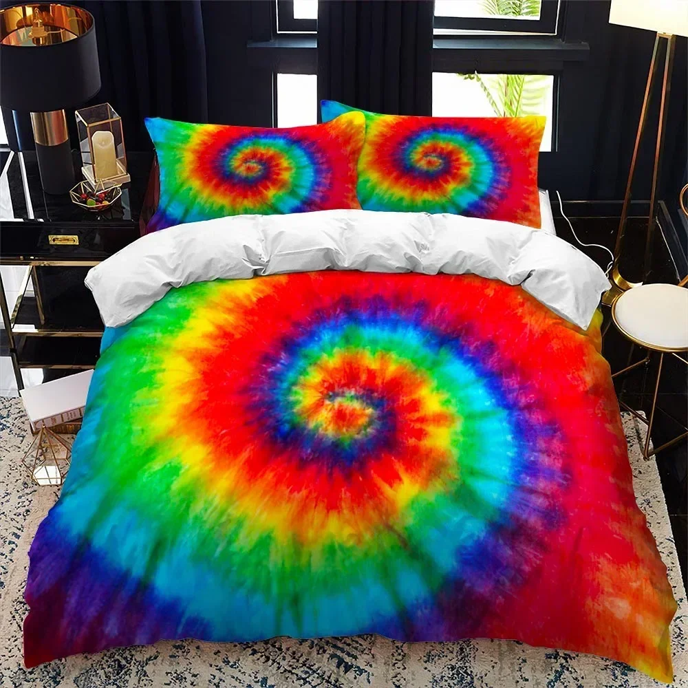 

Color tie dyeing Comfortable Duvet Quilt Cover Pillowcase Bedding Set Children Bedroom Decoration Home Textile