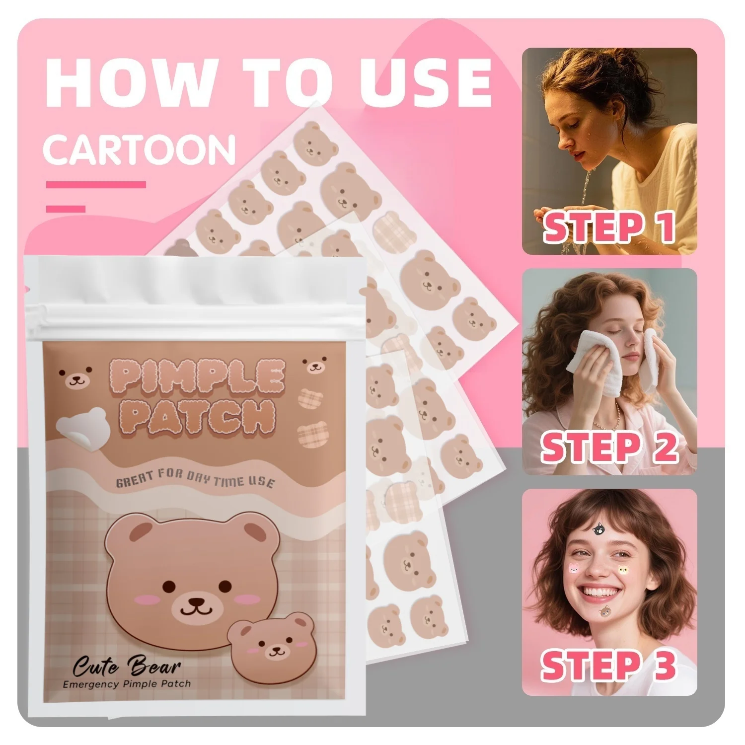360PCS 3 tipos de ursinhos adoráveis. Suave e não irritante, sem álcool, sem fragrância, adequado para todos os tipos de pele.