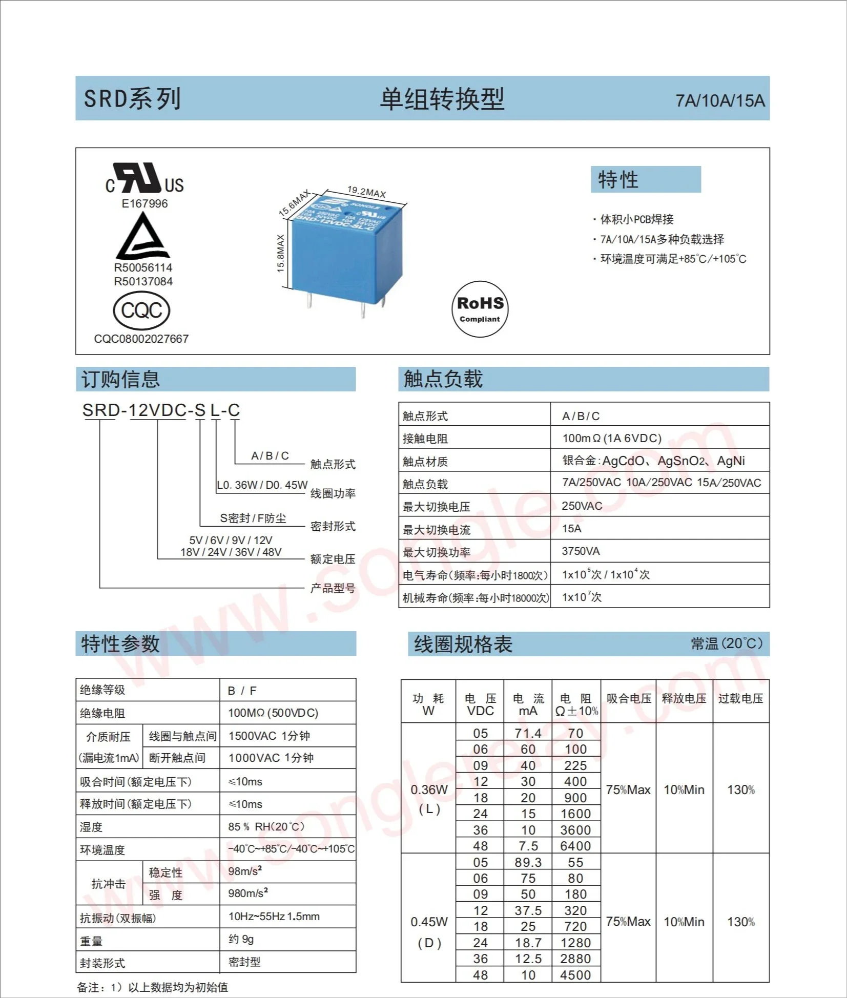 50 PCS Relay SRA SRC SRS SRU SRD-05V 12V 24VDC-SL-A-C AL 4/5 pin