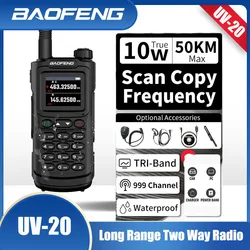 Baofeng UV-20 Walkie Talkie Copy Frequency Powerful Type-C Long Range Waterproof Ham Radio Two Way UHF Tri-Band Portable