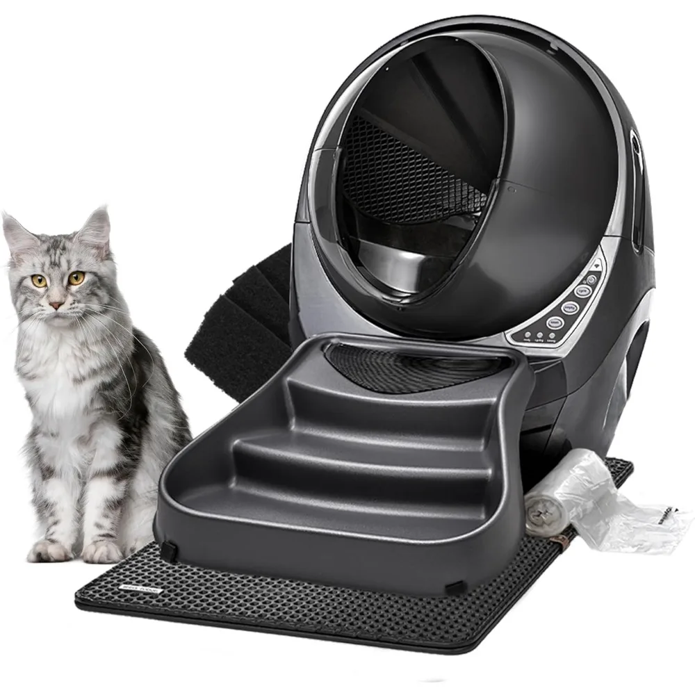 

Cat Bedpans,Self-Cleaning Litter Box, LitterTrap Mat,Ramp, 25 Liners, 3 Carbon Filters ,Smart Cats Pottys,Intelligent Litter Box