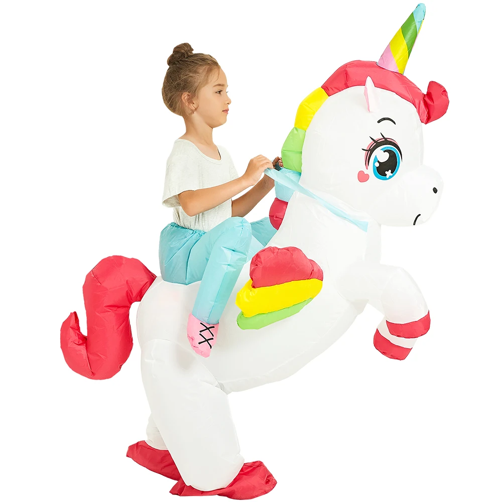 Disfraz inflable de unicornio para niños, traje divertido de unicornio para Halloween, Purim, Carnaval, Anime de lujo, vestido de fiesta de Cosplay