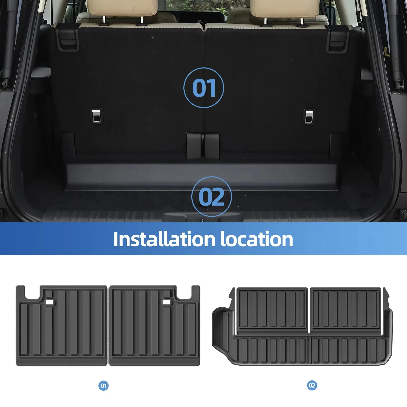 for Toyota Land Cruiser Prado 250 J250 LC250 Rear Seat Backrest Protective Pad Trunk Mat Car Accessories 7 Seat Cargo Liner