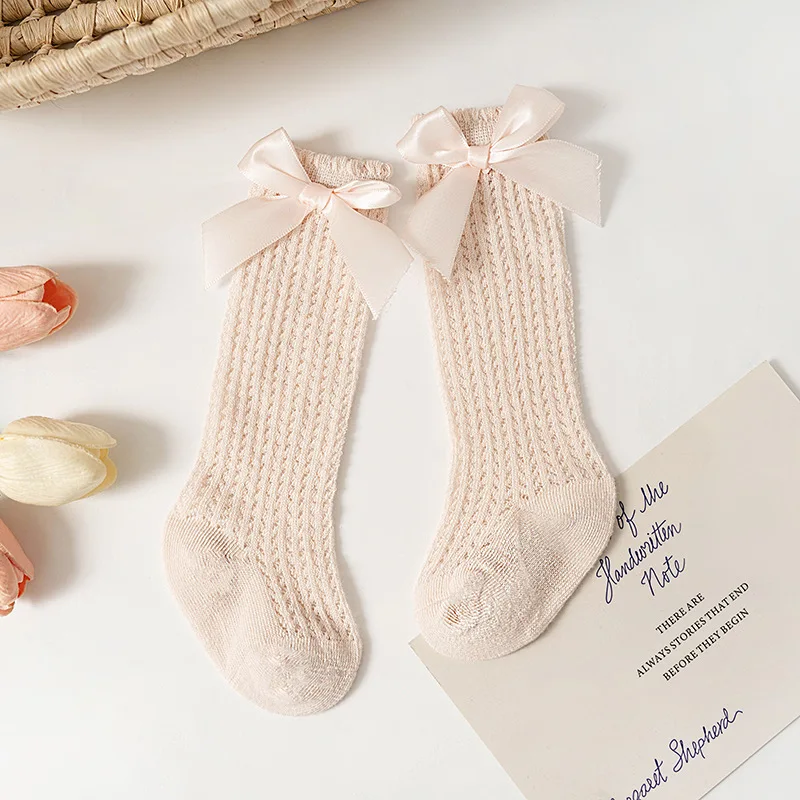 Christmas Baby Girls Socks Spring Summer Mesh Breathable Kids Cute Bow Princess Cotton Socks Infant Stuff Children Clothing