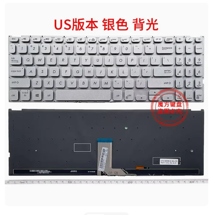 لوحة مفاتيح فضية سوداء أمريكية لـ ASUS X512/D/F/DA X512DA X512F X512FA X512 X512U X512UA X512UB F512DA F512UA Y5100U/UB M5050D V5000F