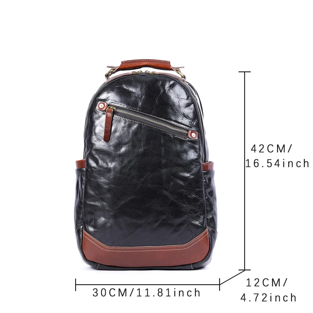 S.WORKER Herren-Rucksack aus echtem Leder, hochwertiges Rindsleder, lässige Schultaschen, 15"-Laptop-Taschen, Reise-Tagesrucksack, Geschenk für Männer – Detail 2