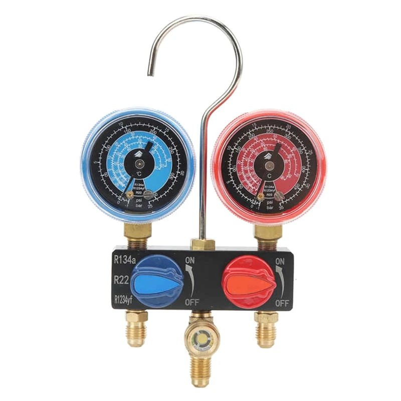 NEW-HS-M01 Refrigerant Diagnose Manifold Gauge G1/4 Condition Manometer Pressure Gauge Refrigeration Tools For R22/R1234yf