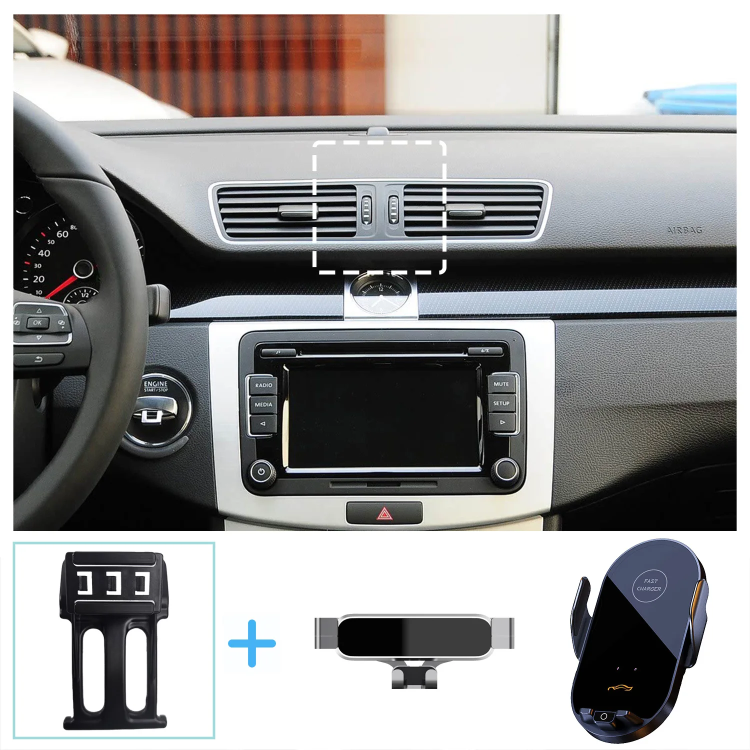 For Volkswagen VW Passat 2013 2014 Car Phone Holder Wireless Charging Bracket Base Gravity Stand Phone Mount Car Accessories