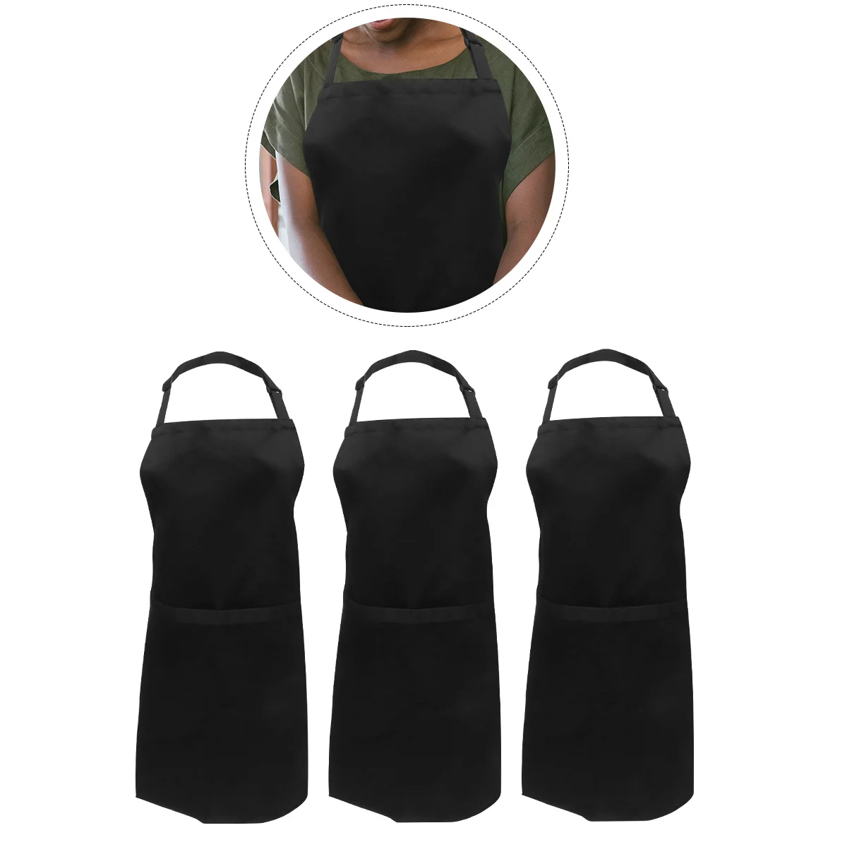 

3Pcs Waterproof Adjustable Hanging Neck Aprons Barber Shop Hairdresser Pockets Adjustable Apron Barber Shop Apron