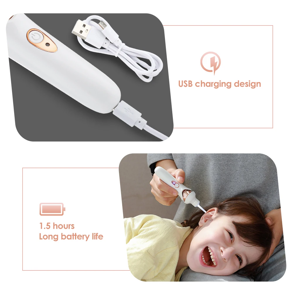 Luminous Electric Suction Ear Spoon Rechargeable Ear Pick LED Light Visual Ear Cleaner Wax Removal Tool for Children Adults