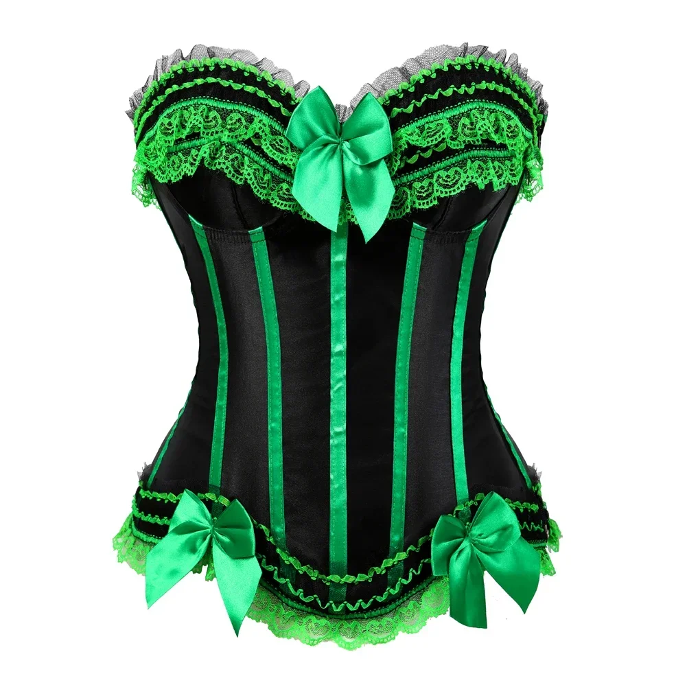 Corset Steampunk Woman Sexy Plus Size Striped Bustiers Waist Trainer Zip Korsett with Lacing Dance Party Costumes