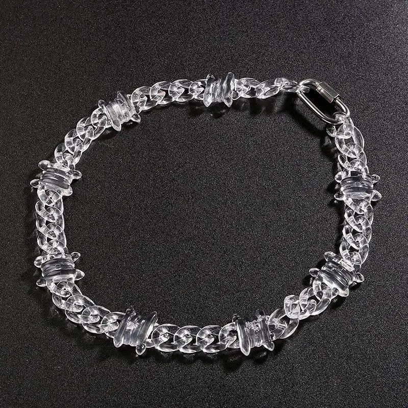 Big Clear Acrylic Jesus Piece Pendant Necklace for Women Men New Statement Spike Chain Necklace Rock Party Jewelry Hiphop Gifts