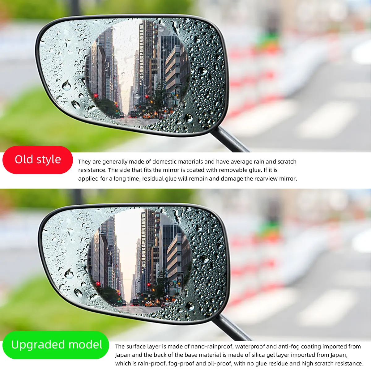 1Set Motorcycle Car Rainproof Sticker Rearview Mirror Film Sticker Side Window Rainproof Clear Film Safety Driving Accessories