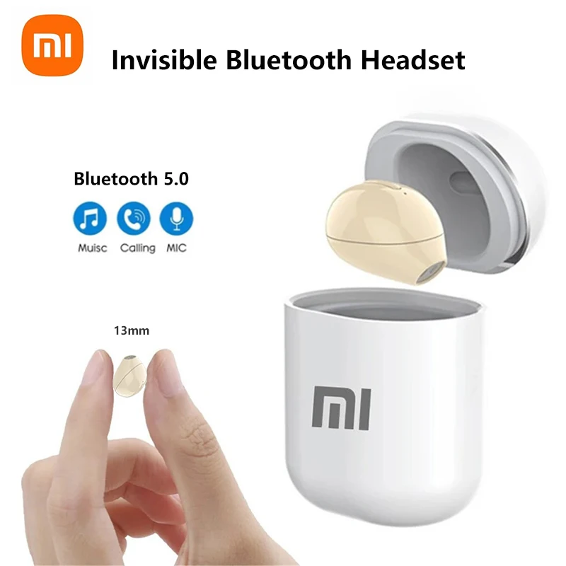 Xiaomi Invisible Wireless Headphones Bluetooth 5.0 Earphones With Mic Single in-Ear Mini Hands-free Waterproof TWS Earbuds