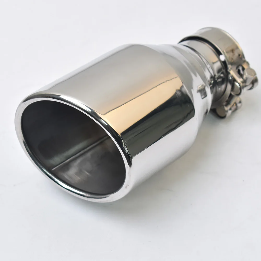 1 Pc Car Modified Flashed Outlet Edge Stainless Steel Exhaust Pipe Curly Shiny Angled Muffler Tip