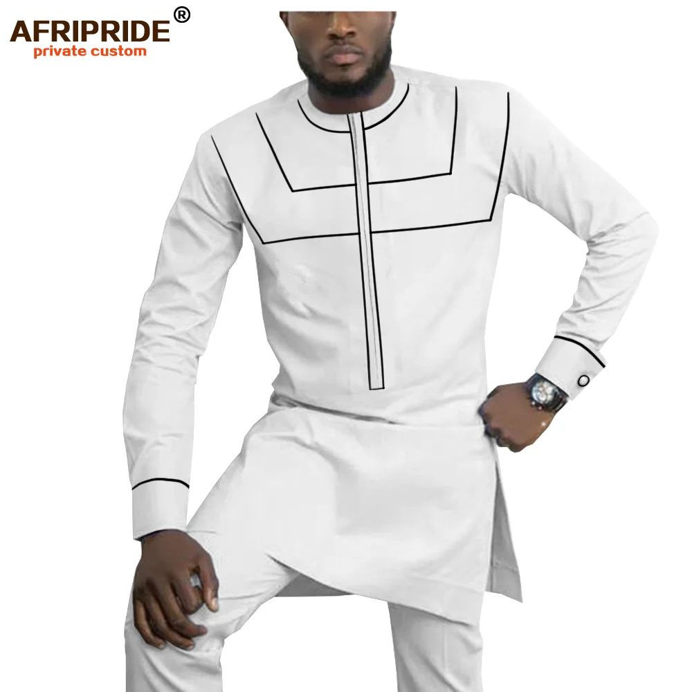 2022 African Clothing for Men Dashiki Mens Outfits Shirts+ Ankara Pants Set Tracksuit Men Tribal Attire AFRIPRIDE A1916055