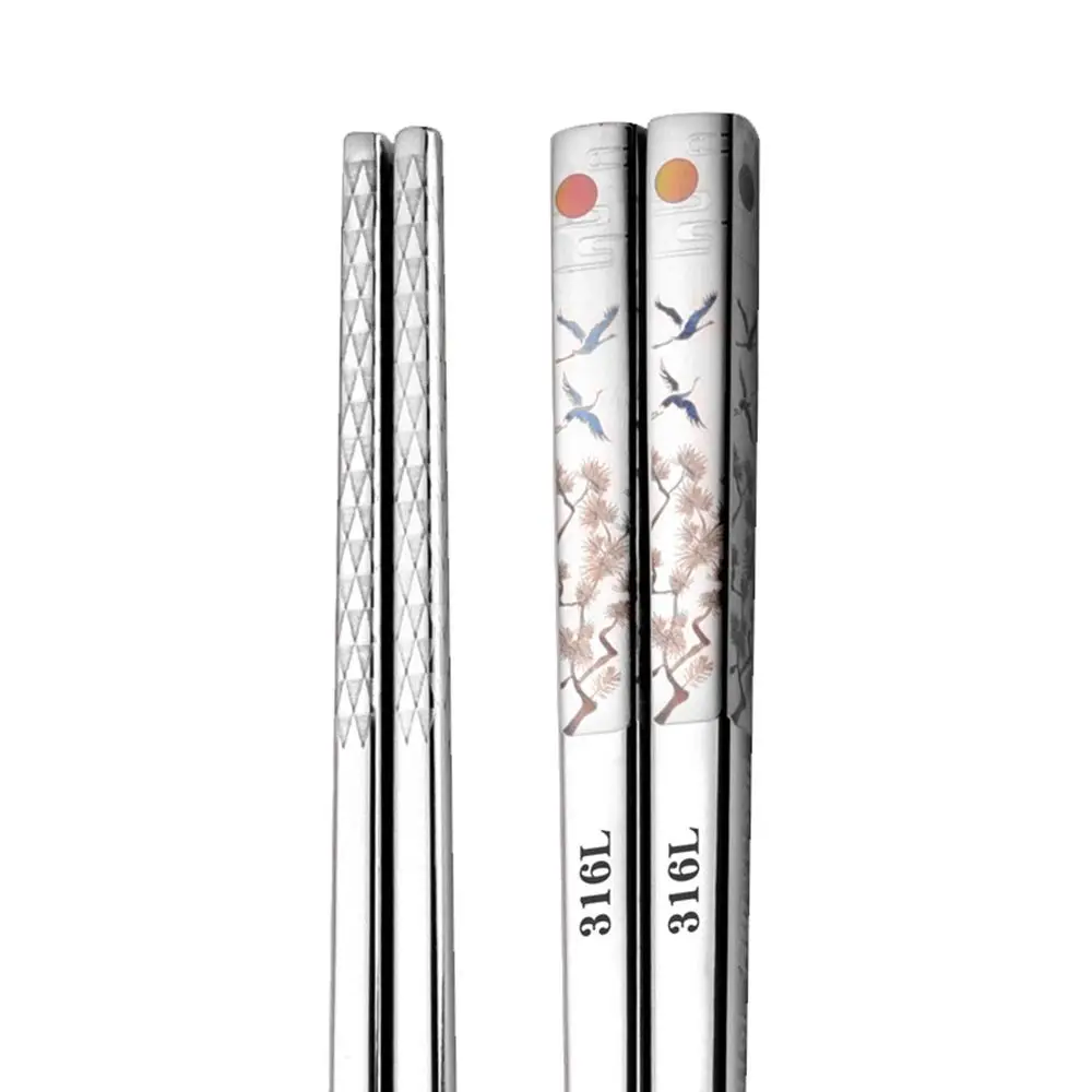 

Non-Slip 316L Stainless Steel Cherry Blossom Healthy Sushi Chinese Style Tableware Kitchenware Kitchen Tools Chopsticks