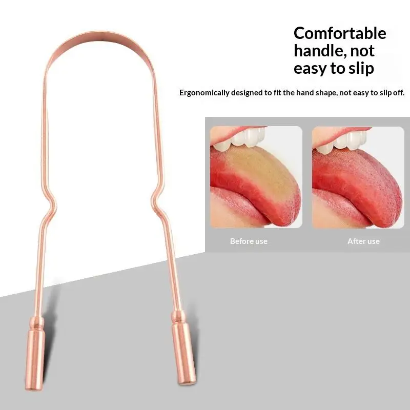 Stainless Steel/Pure Copper Tongue Scraper With Storage Box Oral Cleaner Brush Fresh Cleaning Hygiene Tongue Scrape